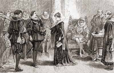 Scène de la pièce de William Shakespeare, Tout est bien qui finit bien, Acte II, Scène 3, de Les Œuvres de William Shakespeare, publié en 1896 - Gordon Frederick Browne